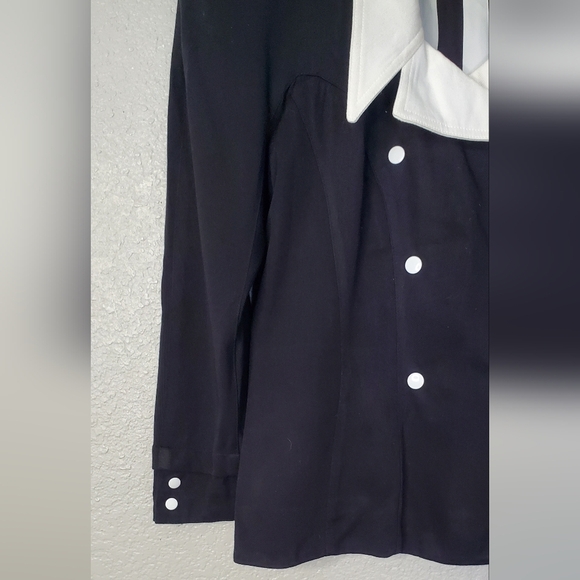 💚5/$25 Black & White Button Fitted Taylored Double-Breasted Blazer Jacket - Picture 4 of 6
